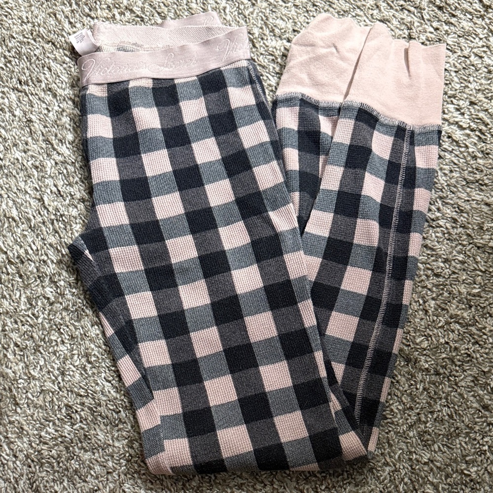 Victoria's Secret Pink and Black Plaid Pajama Pants